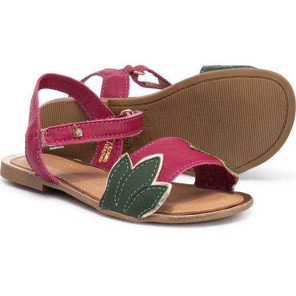 MISS BIBI Girls Pink Leather Sandals - Picture 1 of 3